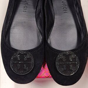 Tory Burch Minnie Travel Ballet with Pave Logo, Women's size 11
